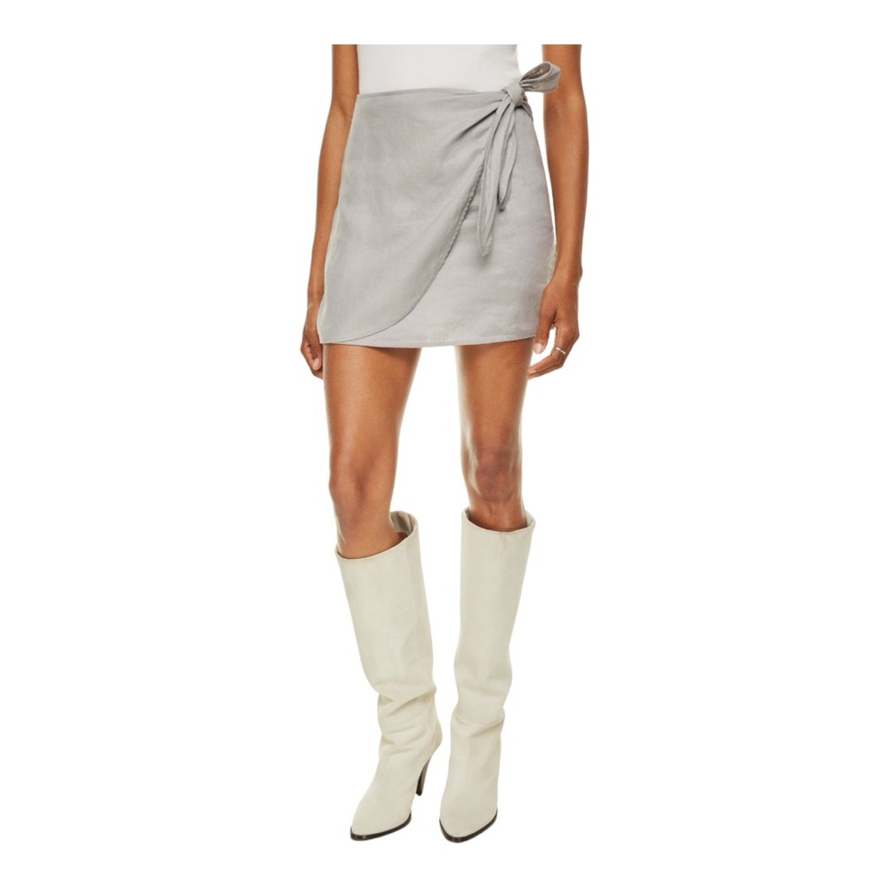 Wilfred Gray Wrap Mini Skirt with Tie Front